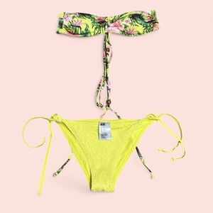 H&M Vibrant Yellow Floral Bikini Top & Bottom Set